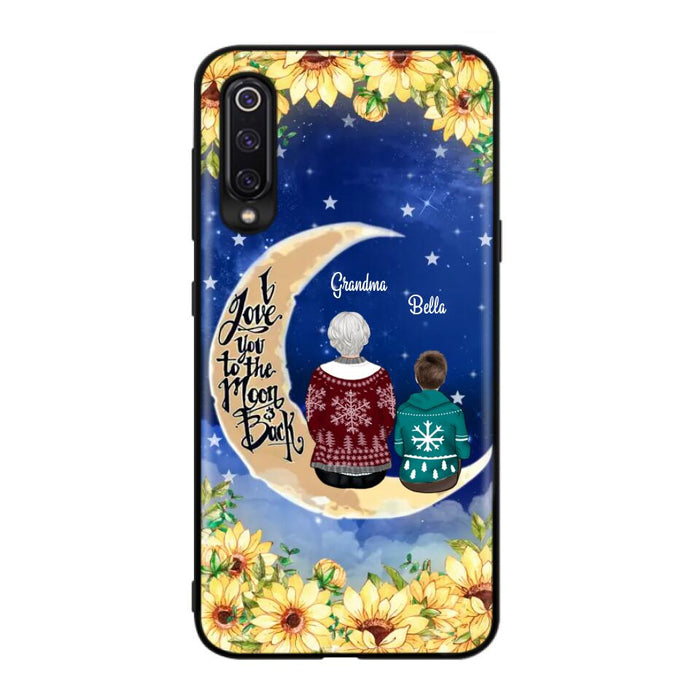 Personalized Grandma & Grandchilds Sitting On Moon Phone Case - Up to 3 Kids - Gift Idea For Grandma - I Love You To The Moon And Back - Cases For Oppo, Xiaomi & Huawei