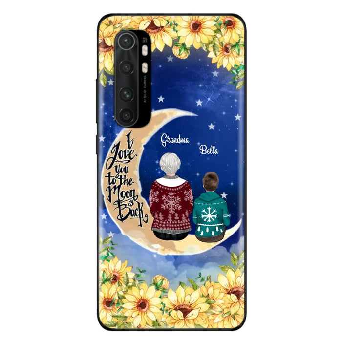 Personalized Grandma & Grandchilds Sitting On Moon Phone Case - Up to 3 Kids - Gift Idea For Grandma - I Love You To The Moon And Back - Cases For Oppo, Xiaomi & Huawei