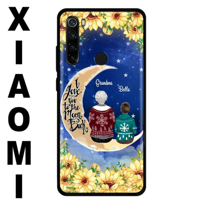 Personalized Grandma & Grandchilds Sitting On Moon Phone Case - Up to 3 Kids - Gift Idea For Grandma - I Love You To The Moon And Back - Cases For Oppo, Xiaomi & Huawei