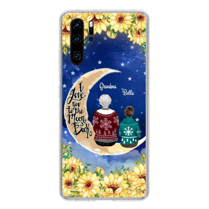 Personalized Grandma & Grandchilds Sitting On Moon Phone Case - Up to 3 Kids - Gift Idea For Grandma - I Love You To The Moon And Back - Cases For Oppo, Xiaomi & Huawei