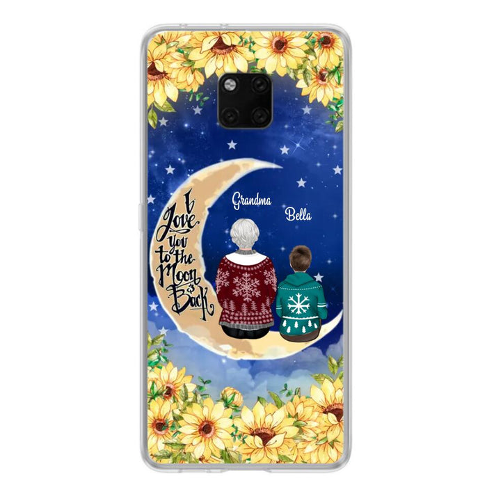 Personalized Grandma & Grandchilds Sitting On Moon Phone Case - Up to 3 Kids - Gift Idea For Grandma - I Love You To The Moon And Back - Cases For Oppo, Xiaomi & Huawei