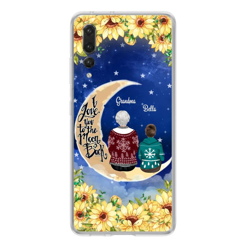 Personalized Grandma & Grandchilds Sitting On Moon Phone Case - Up to 3 Kids - Gift Idea For Grandma - I Love You To The Moon And Back - Cases For Oppo, Xiaomi & Huawei