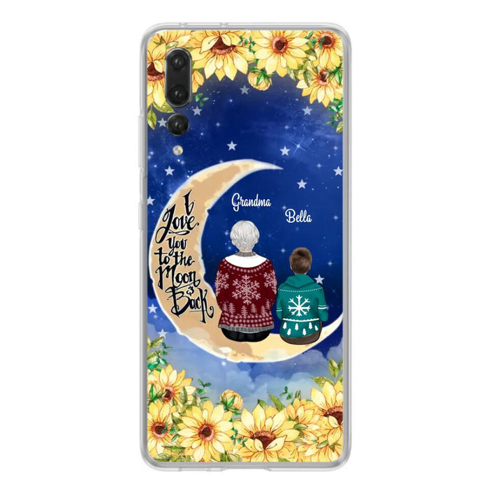 Personalized Grandma & Grandchilds Sitting On Moon Phone Case - Up to 3 Kids - Gift Idea For Grandma - I Love You To The Moon And Back - Cases For Oppo, Xiaomi & Huawei
