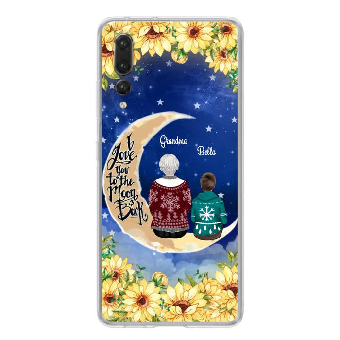 Personalized Grandma & Grandchilds Sitting On Moon Phone Case - Up to 3 Kids - Gift Idea For Grandma - I Love You To The Moon And Back - Cases For Oppo, Xiaomi & Huawei