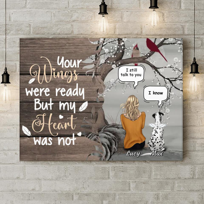 Personalized Memorial Pet Mom Horizontal Canvas - Gift Idea For Dog/Cat Lovers - Up to 4 Dogs/Cats - Your Wings Were Ready But My Heart Was Not