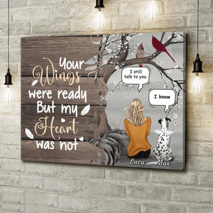 Personalized Memorial Pet Mom Horizontal Canvas - Gift Idea For Dog/Cat Lovers - Up to 4 Dogs/Cats - Your Wings Were Ready But My Heart Was Not