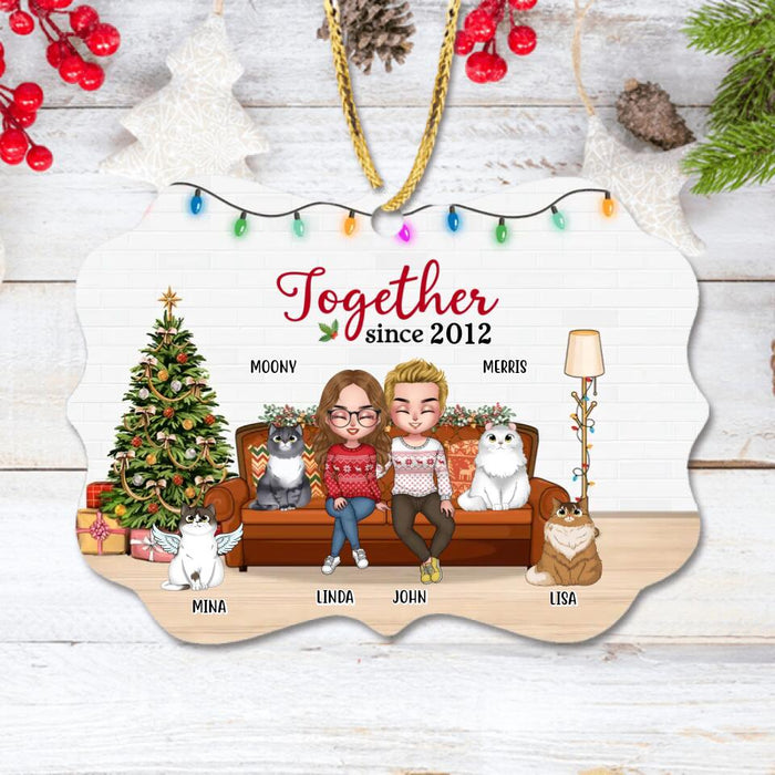 Personalized Crazy Cat Lady Rectangle Wooden Ornament - Gift Idea For Couple/Cat Lovers With Up To 2 Cats - A Crazy Cat Lady& A Grumpy Old Man Live Here