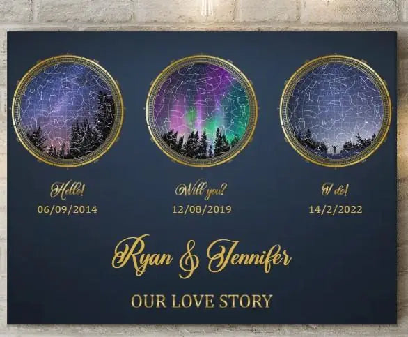 Personalized Couple Star Map Canvas - Gift Idea For Couple - Our Love Story