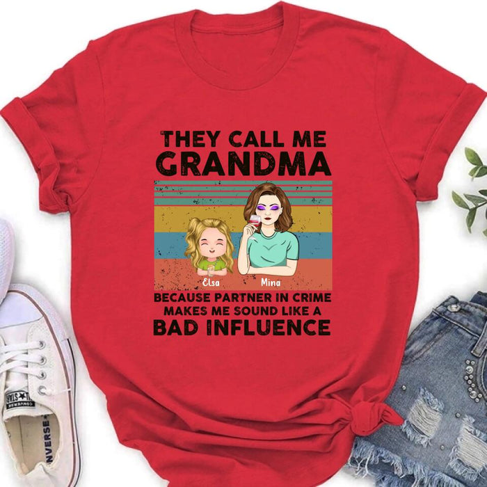 Personalized Grandpa/Grandma T-shirt/Long Sleeve/Sweatshirt/Hoodie - Gift Idea For Grandparents - Up to 7 Kids - They Call Me Grandma