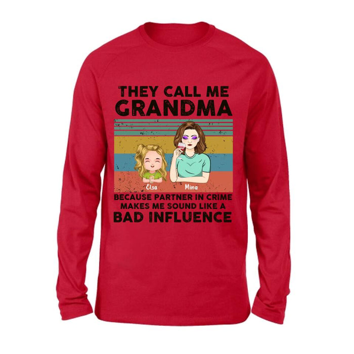 Personalized Grandpa/Grandma T-shirt/Long Sleeve/Sweatshirt/Hoodie - Gift Idea For Grandparents - Up to 7 Kids - They Call Me Grandma