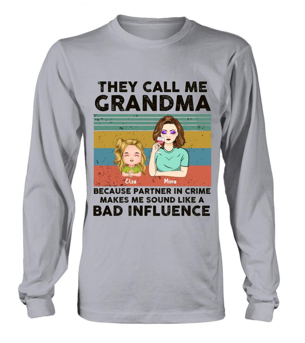 Personalized Grandpa/Grandma T-shirt/Long Sleeve/Sweatshirt/Hoodie - Gift Idea For Grandparents - Up to 7 Kids - They Call Me Grandma