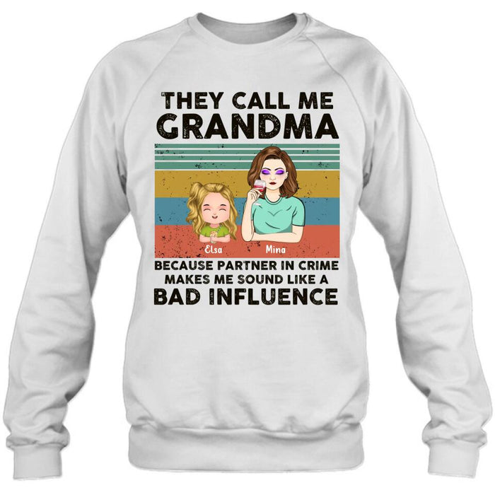 Personalized Grandpa/Grandma T-shirt/Long Sleeve/Sweatshirt/Hoodie - Gift Idea For Grandparents - Up to 7 Kids - They Call Me Grandma