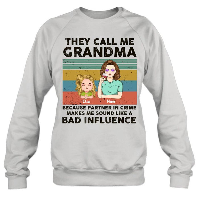 Personalized Grandpa/Grandma T-shirt/Long Sleeve/Sweatshirt/Hoodie - Gift Idea For Grandparents - Up to 7 Kids - They Call Me Grandma