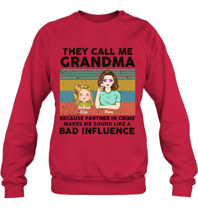 Personalized Grandpa/Grandma T-shirt/Long Sleeve/Sweatshirt/Hoodie - Gift Idea For Grandparents - Up to 7 Kids - They Call Me Grandma