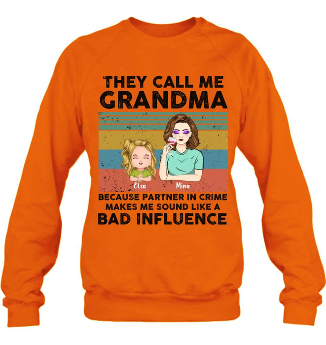 Personalized Grandpa/Grandma T-shirt/Long Sleeve/Sweatshirt/Hoodie - Gift Idea For Grandparents - Up to 7 Kids - They Call Me Grandma