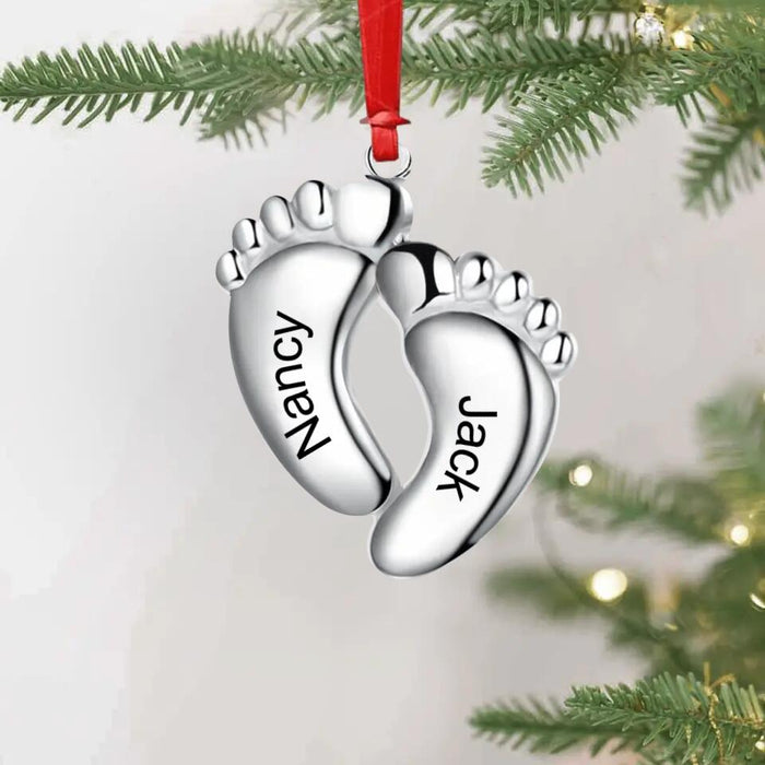 Personalized Baby Feet Aluminium Ornament - Up to 6 Feet - Christmas Gift Idea For Family