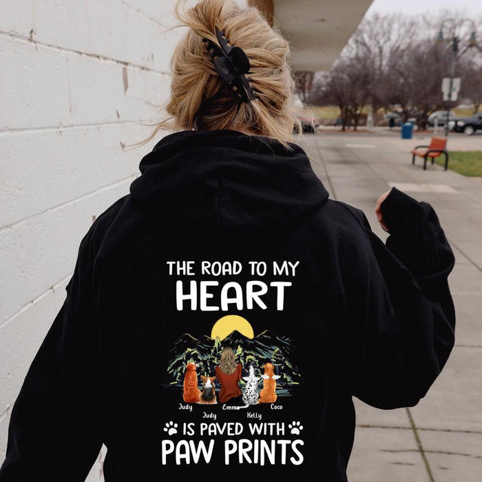 Personalized Pet Mom/Dad T-shirt/Pullover Hoodie - Gift Idea For Dog/Cat Lover - The Road To My Heart Is Paved With Pawprints