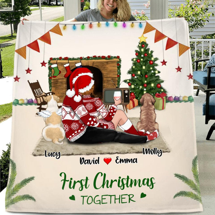 Personalized Christmas Couple Blanket - Christmas Gift for Couple, Husband and Wife - Up to 2 Pets