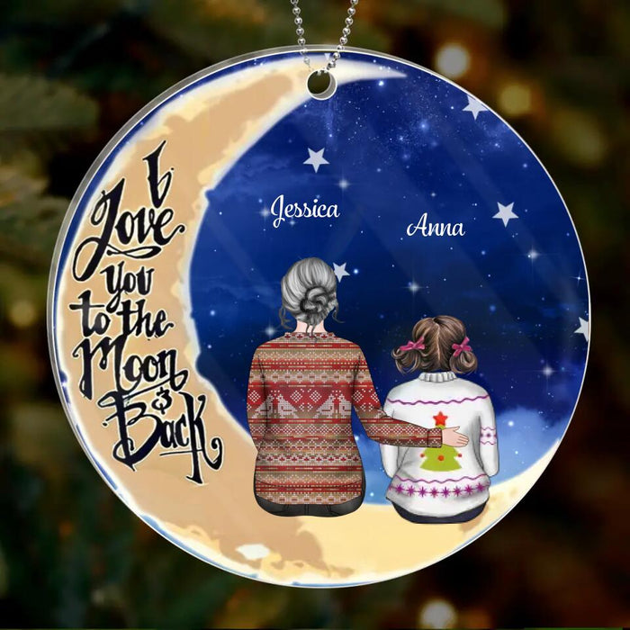 Personalized Grandparent & Kid Circle Acrylic Ornament - Christmas Gift Idea For Grandparents And Kid - I Love You To The Moon & Back