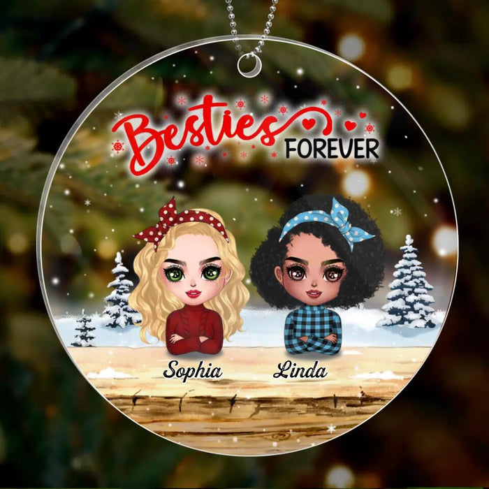 Personalized Christmas Besties Circle Acrylic Ornament - Gift Idea For Best Friends - Up to 4 Friends - Bestie Forever