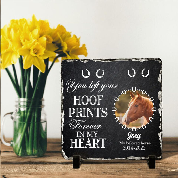 Custom Personalized Memorial Horse Lithograph - Upload Photo - Memorial Gift Idea For Horse Lover - You Left Your Hoof Prints Forever In My Heart