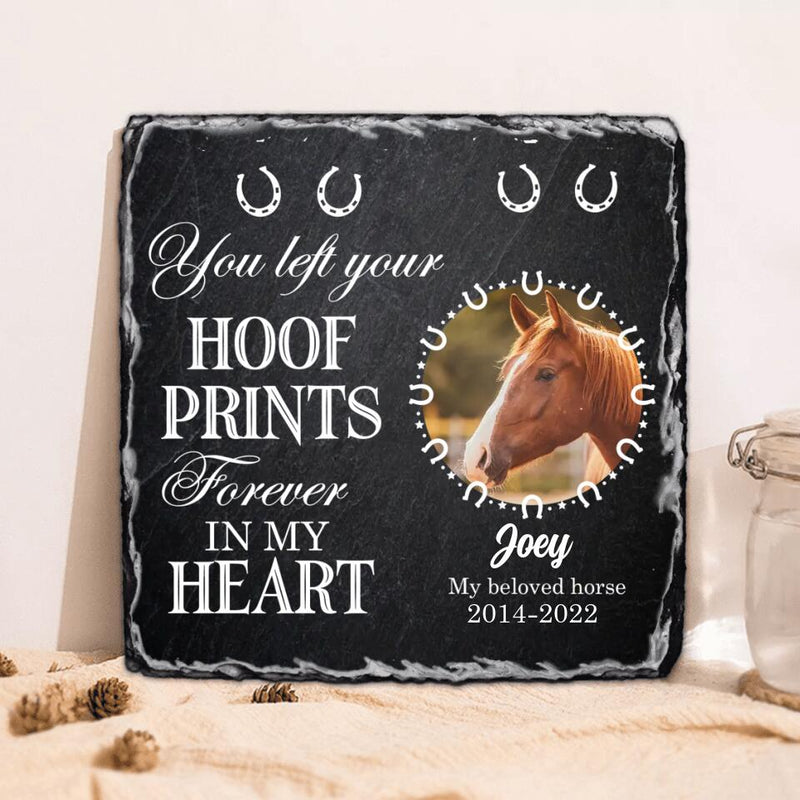 Custom Personalized Memorial Horse Lithograph - Upload Photo - Memorial Gift Idea For Horse Lover - You Left Your Hoof Prints Forever In My Heart