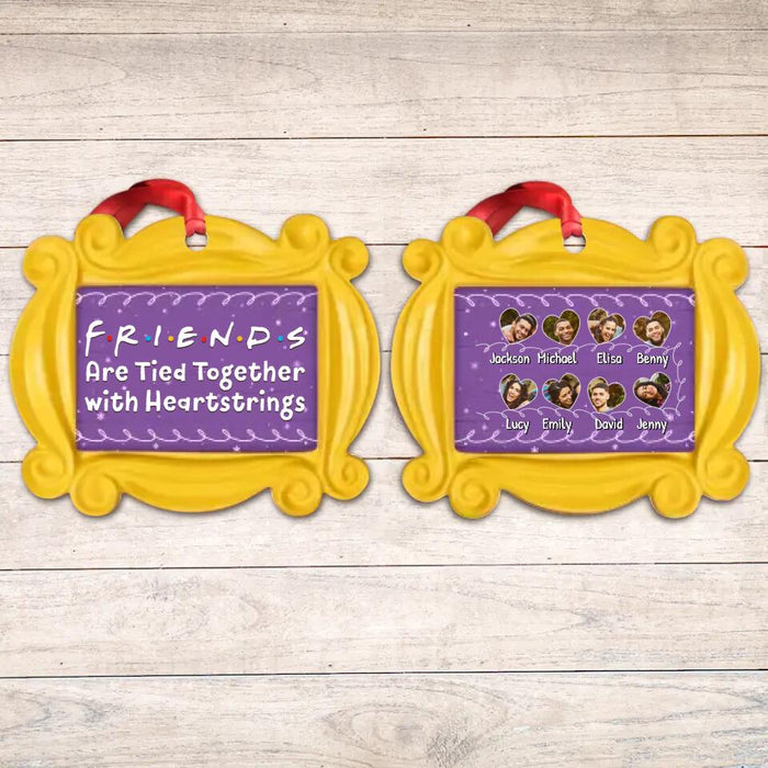 Personalized Friends Photo Wooden Ornament 2 Sides - Up to 8 People - Christmas Gift Idea For Friends - Friends Are Tied Together With Heartstrings