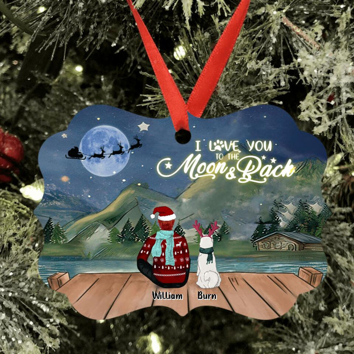 Personalized Christmas Night Pet Mom/Dad Ornament - Adult/Couple With Up to 6 Pets - Christmas Gift For Cat/ Dog Lover