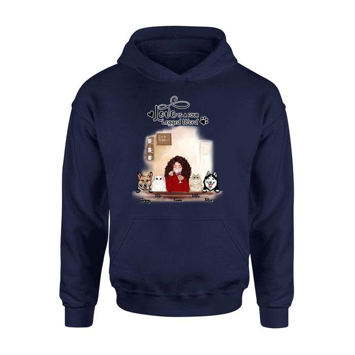 Personalized Dog Cat T-shirt/Hoodie/Sweatshirt - Gift for Dog Mom/Cat Mom - Up to 4 Pets
