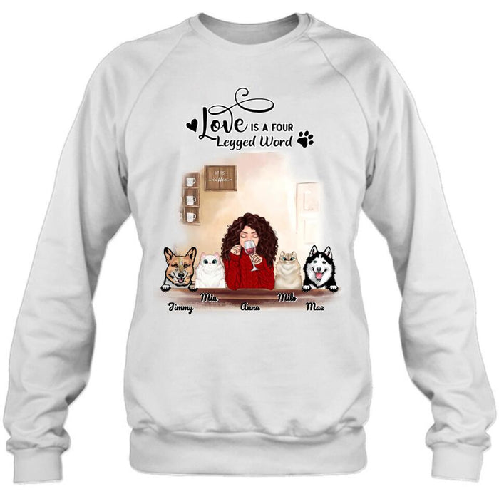 Personalized Dog Cat T-shirt/Hoodie/Sweatshirt - Gift for Dog Mom/Cat Mom - Up to 4 Pets