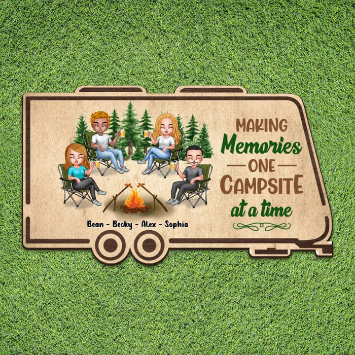 Personalized Camper Area Doormat - Gift For Camping Lovers/Friends with 4 People - Making Memories One Campsite At A Time