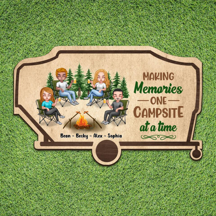 Personalized Camper Area Doormat - Gift For Camping Lovers/Friends with 4 People - Making Memories One Campsite At A Time