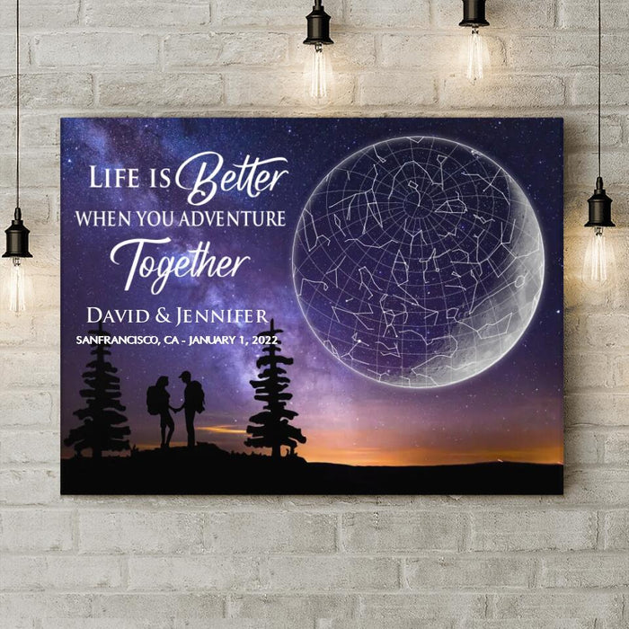 Personalized Hiking Couple Canvas - Gift Idea For Couple - Life Is Better When You Adventure Together
