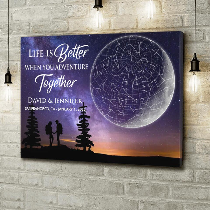 Personalized Hiking Couple Canvas - Gift Idea For Couple - Life Is Better When You Adventure Together