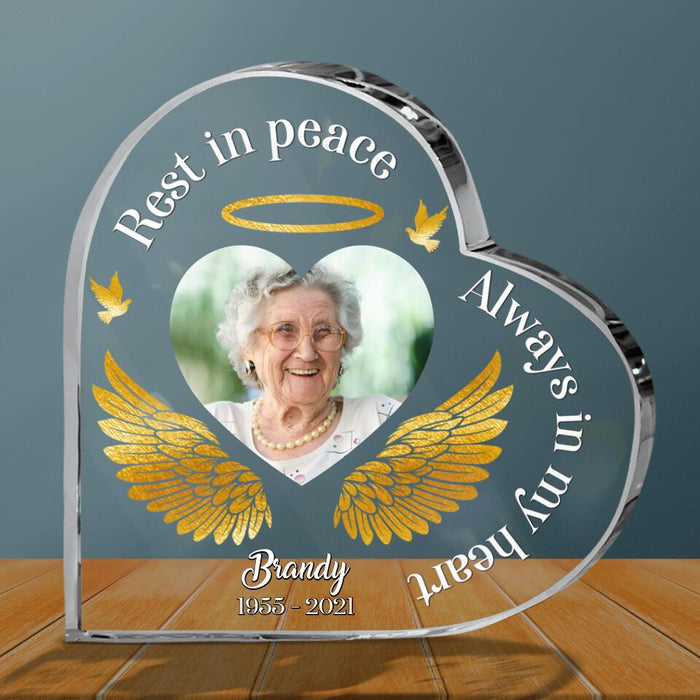 Personalized Memorial Photo Acrylic Plaque - Christmas Memorial Gift Idea For Family Member/ Dog/Cat/ Horse Lover - Rest In Peace Always In My Heart