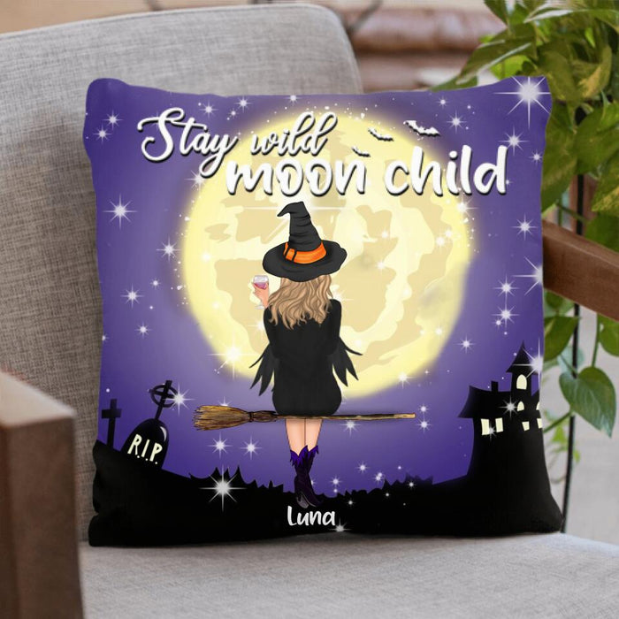 Personalized Witchy Pillow Cover - Up to 4 Witches - Stay Wild Moon Child - OCEL9Z