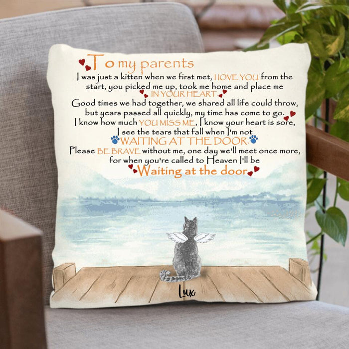 Personalized Memorial Cat Pillow Cover - Parents With Up to 6 Cats - Memorial Gift For Cat Lovers - M04NKJ