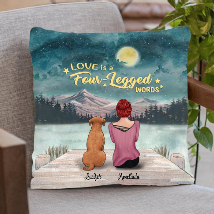 Personalized Pets Mom Pillow Cover, Cushion Cover - Mom With Up to 5 Pets - Best Gift For Cat Lovers, Dog Lovers - Love Is Four-Legged Words -  FD19NO