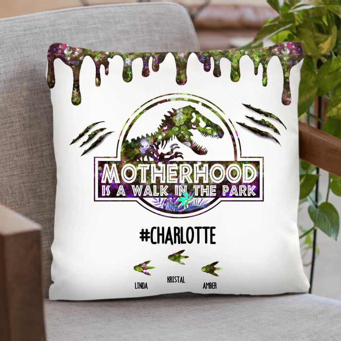 Personalized Mama Dinosaur Pillow Cover/Cushion Cover - Best Gift For Mothers - Motherhood Is A Walk In The Park - 2QCGS1