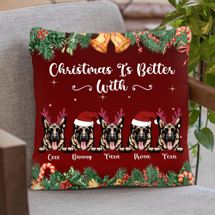 Personalized Dog Christmas Pillow Cover - Up to 6 Dogs - Best Gift For Christmas Holiday/Dog Lovers - SMIJYT