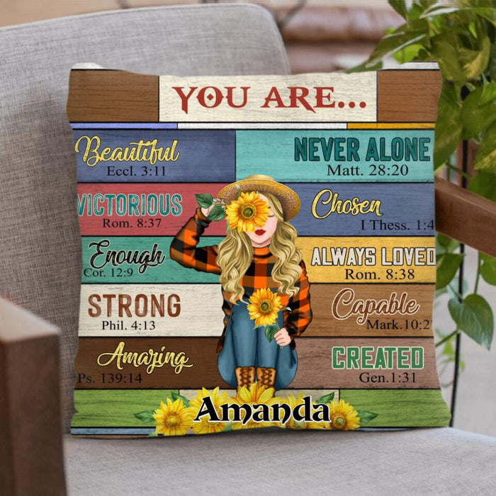 Personalized Sunflower Girl Pillow - Gift For Best Friend/Sister - You Are Beautiful - AJXGZC