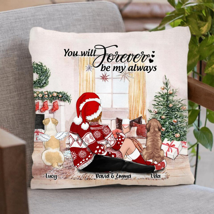 Personalized Hugging Couple Xmas Pillow - Couple With Up to 2 Pets - Best Gift For Christmas - You Will Forever Be My Always - EWFNOK