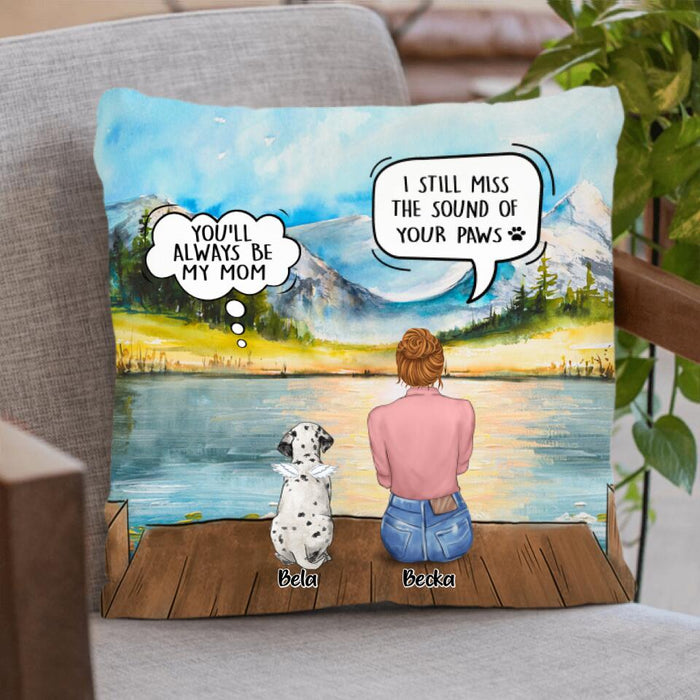 Personalized Memorial Pet Mom Pillow - Woman With Up to 5 Pets - Best Gift For Pet Lover - It's So Hard To Say Goodbye