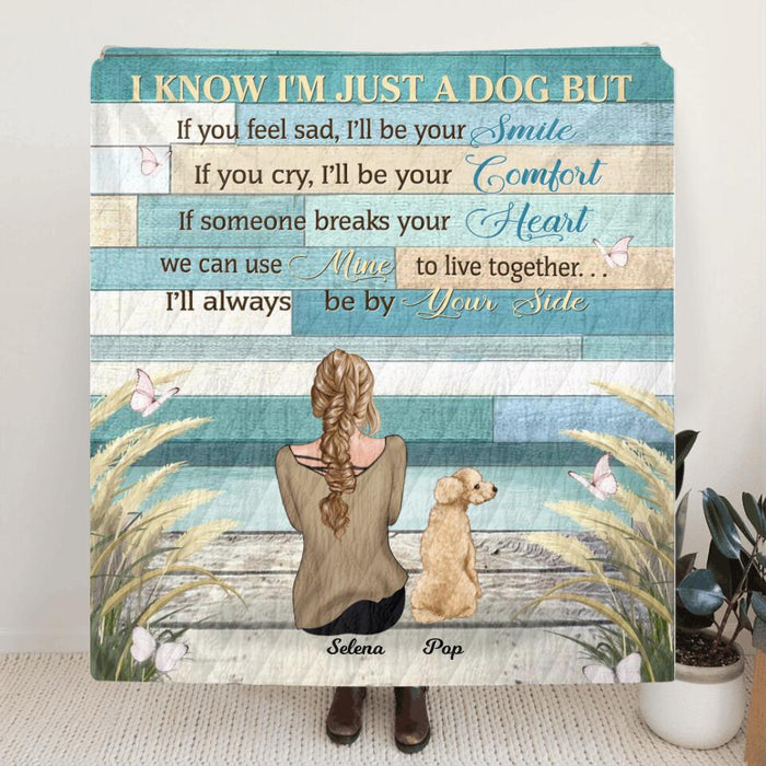 Personalized Dog Mom Quilt/Fleece Blanket/Pillow Cover - Woman With Up to 4 Dogs - Best Gift For Dog Lover - I'll Always Be By Your Side