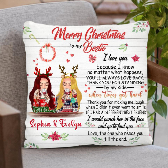 Personalized Xmas Besties Pillow Cover - Best Gift For Friends - Merry Christmas To My Bestie