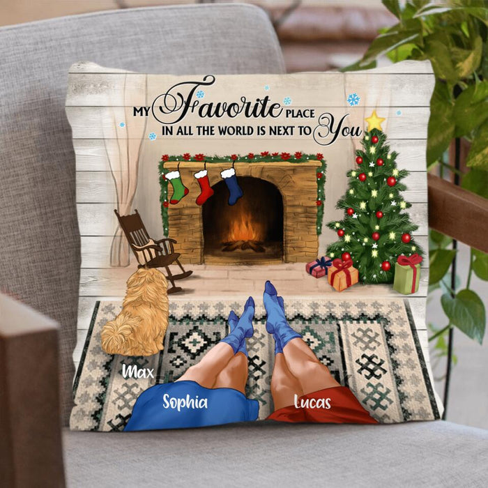 Personalized Couple Snuggle Pillow Cover/Quilt/Fleece Blanket - Couple With Up to 4 Dogs - Christmas Gift For Dog Lovers