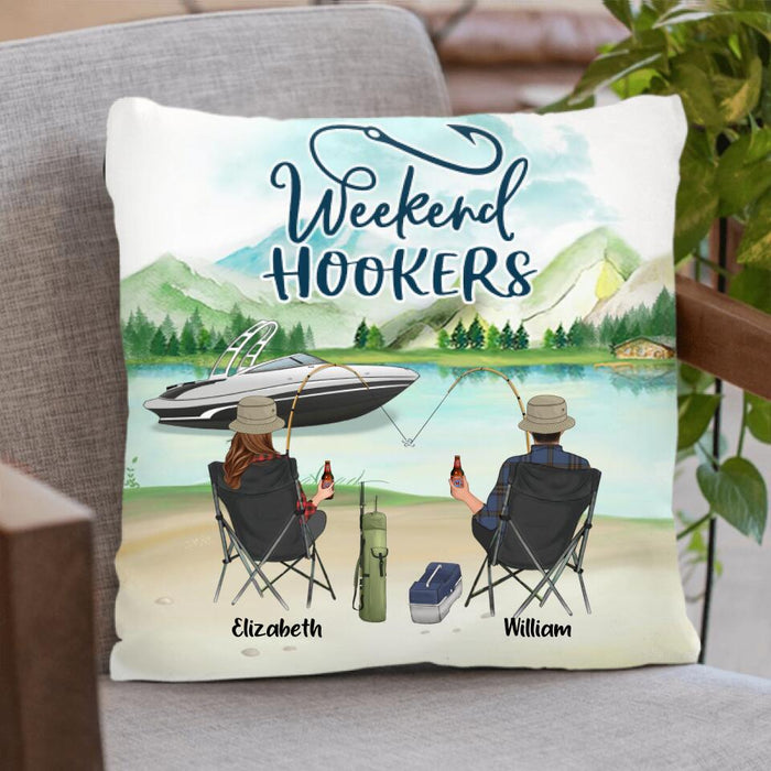 Personalized Fishing Family Quilt/Fleece Blanket/Pillow Cover - Parents With Up to 4 Kids - Gift For Whole Family - Life Is Better At The Lake