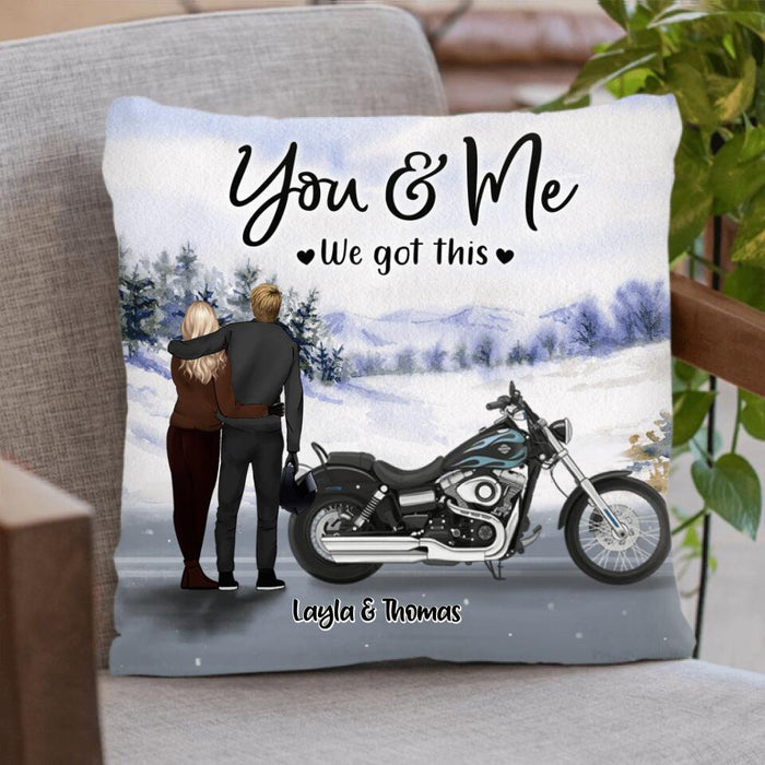 Personalized Couple And Motorcycle Quilt/Fleece Blanket & Pillow Cover - Best Gift For Couple - Riding Partners For Life