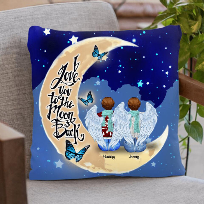 Personalized Sister Moon Quilt/Fleece Blanket/Pillow Cover - Best Gift For Sisters - Up to 5 Women - Sisters Forever Linked Together