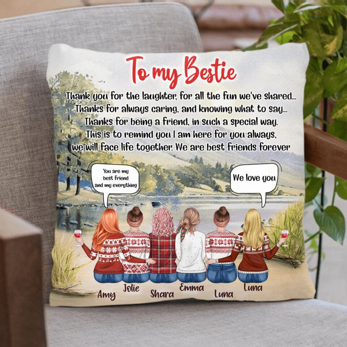 Personalized Best Friends Conversation Pillow Cover - Up To 6 Bestie - Best Gift For Friends/Bestie